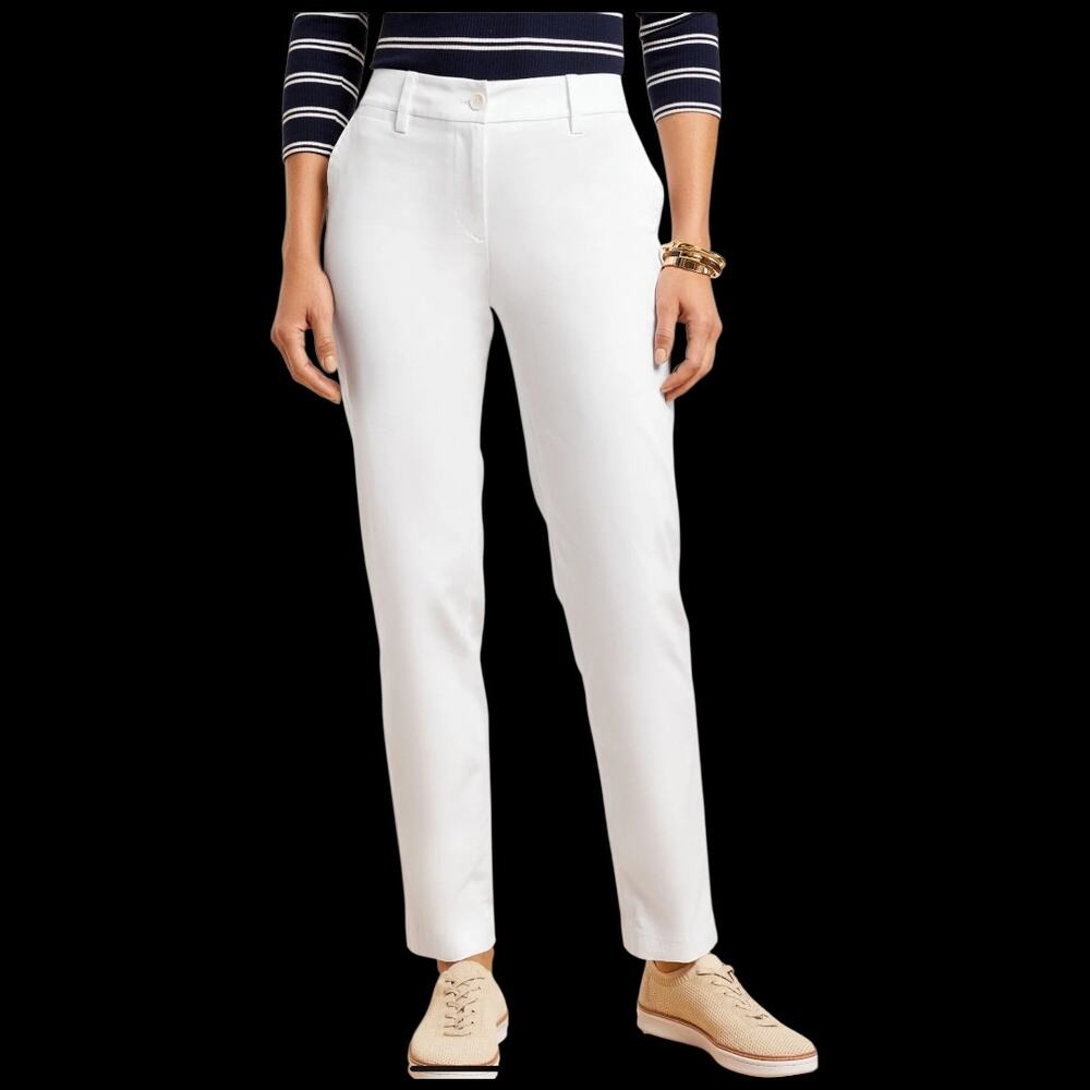 NWT Talbots White Straight Leg Perfect CHINOS $109 Style #P224016472 Size 4